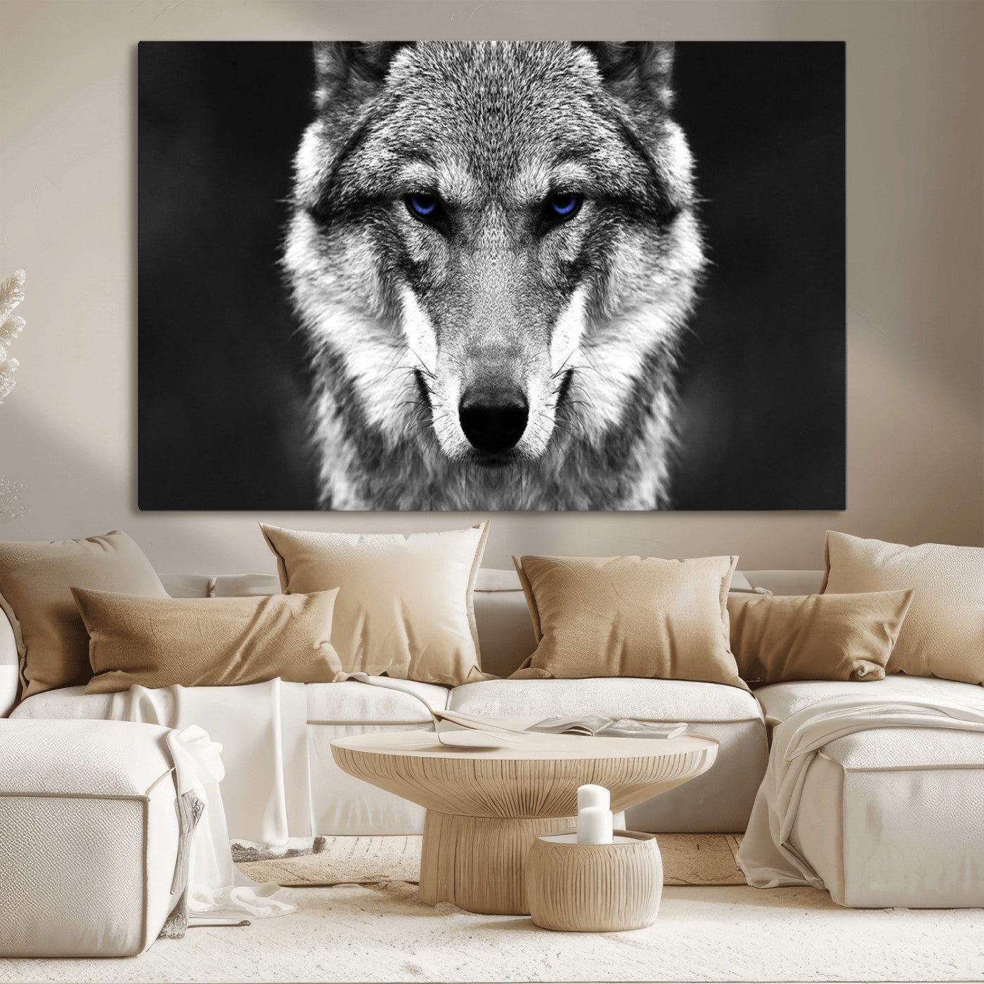 MGV-CV-36X24 - Black and White Wild Wolf Wall Art Canvas Print