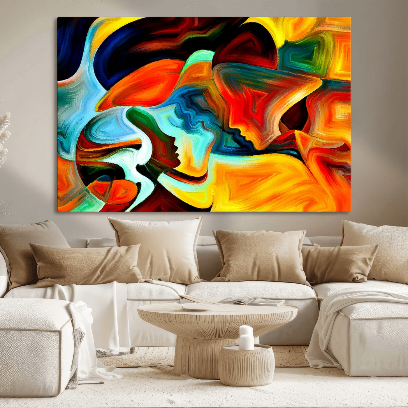 MGV-CV-36X24 - Human Love Figures Abstract Wall Art Canvas Print