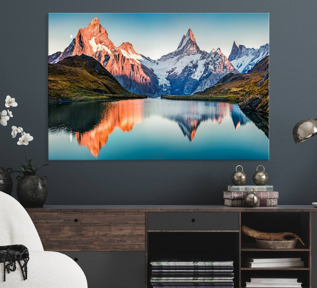 Landscape Mountain and Lake View Wall Art Canvas Print.