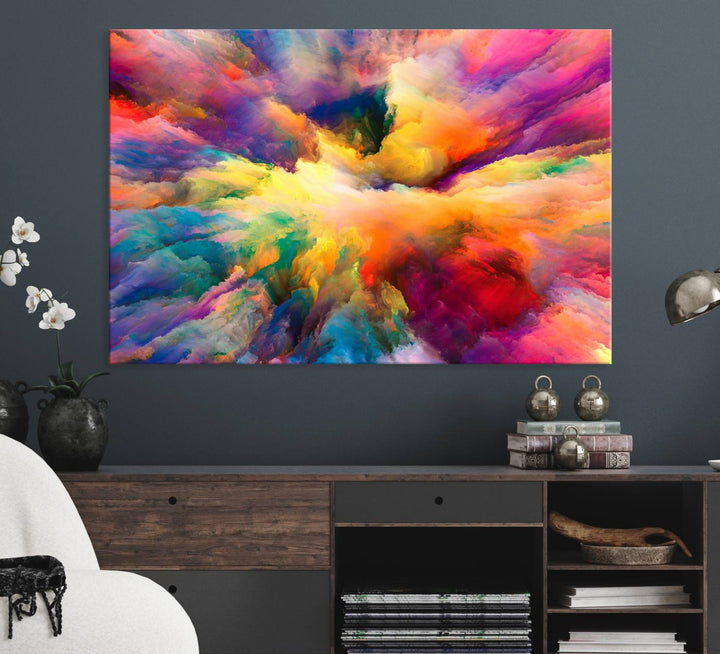 Blazing Vibrant Colors Cloud-like Wall Art Canvas Print adds flair to the space.