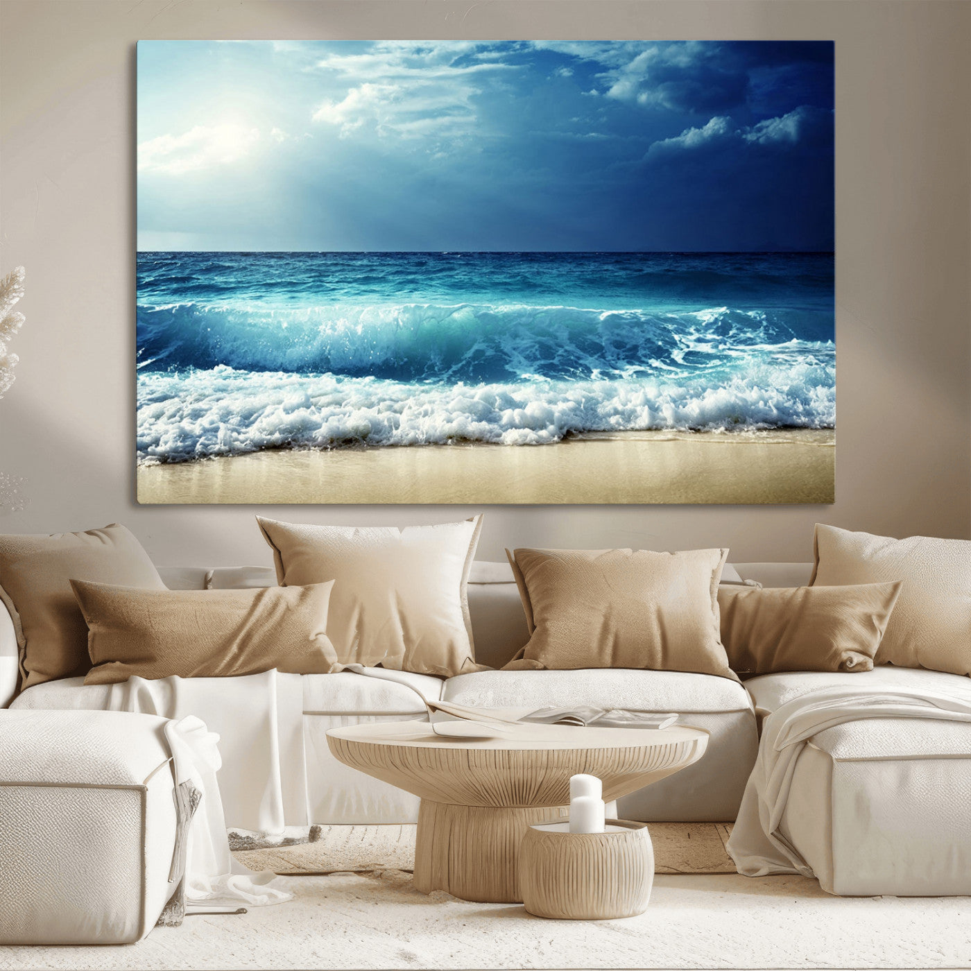 MGV-CV-36X24 - Majestic Ocean Wave Wall Art Canvas | 3 Panel Large Seascape Print for Living Room, Bedroom, Office Decor, Ready to Hang