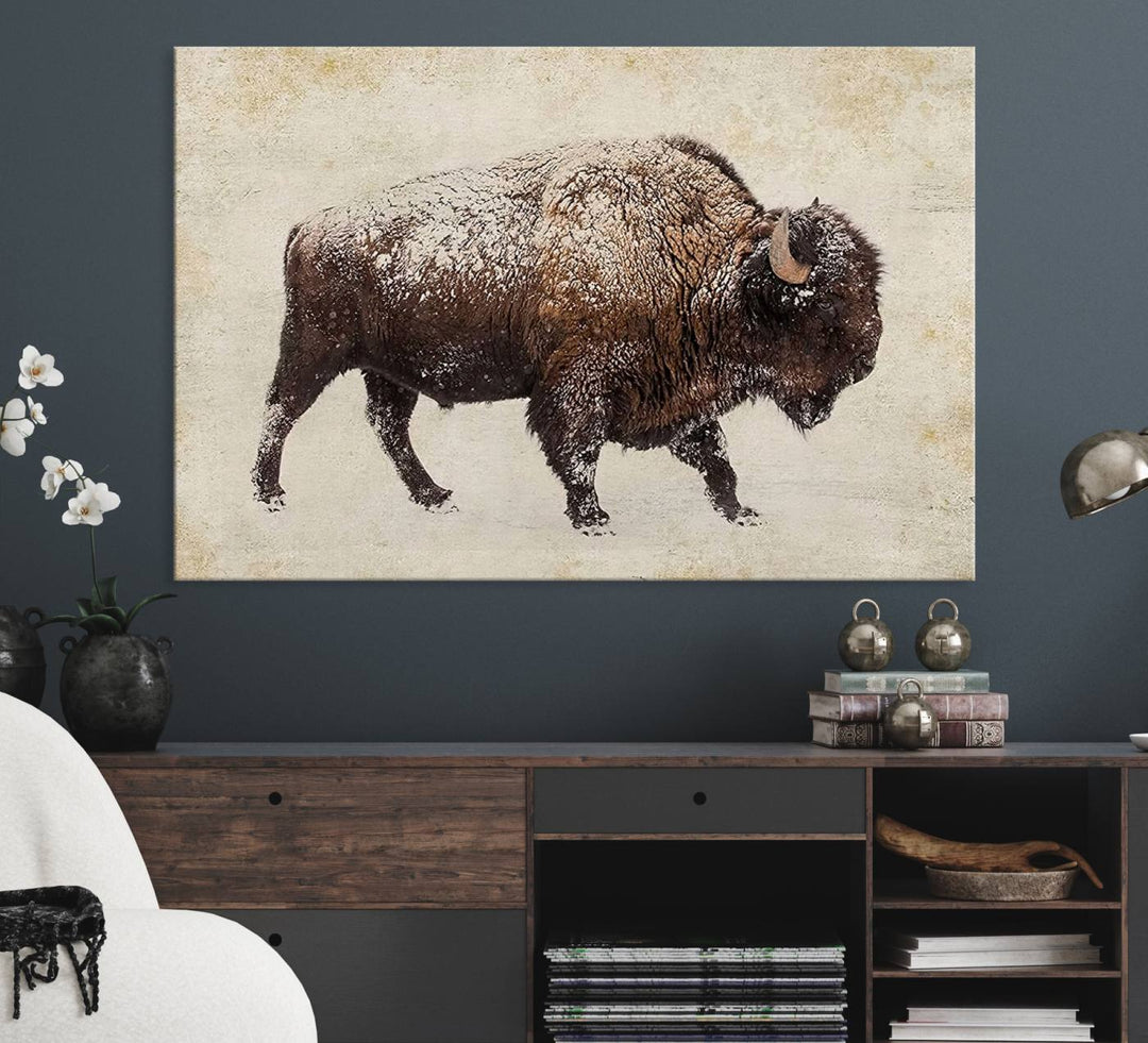 Buffalo Wall Art above a sideboard.