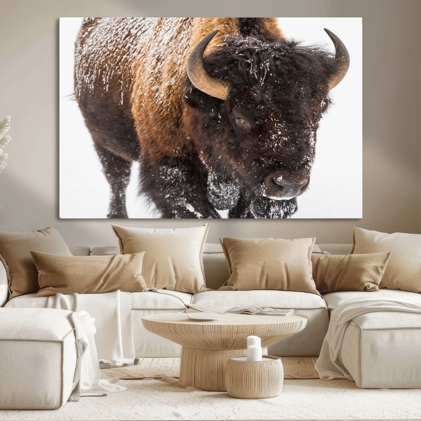 MGV-CV-36X24 - Bison Wall Art Canvas Print For Farmhouse, Wild Animal Wall Art