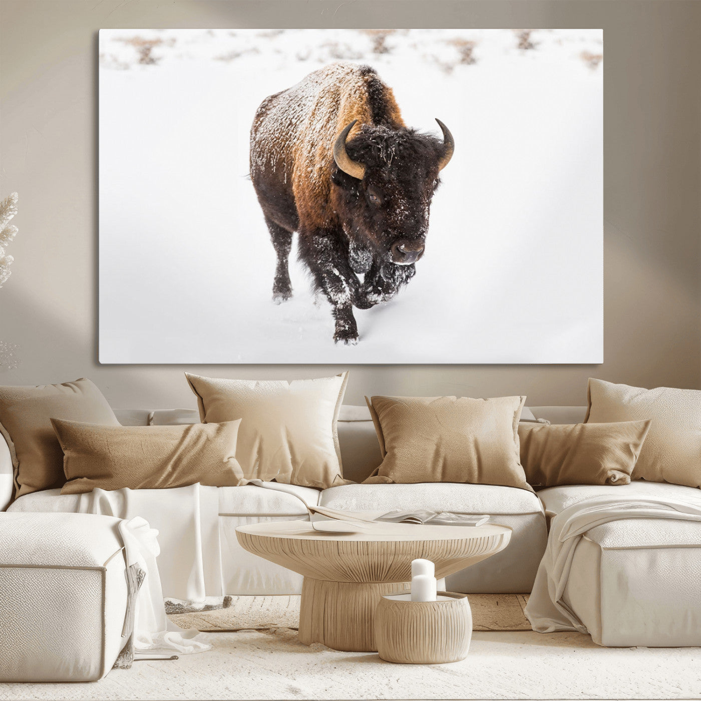 MGV-CV-36X24 - Bison Winter Wall Art Canvas Print For Farmhouse Decor