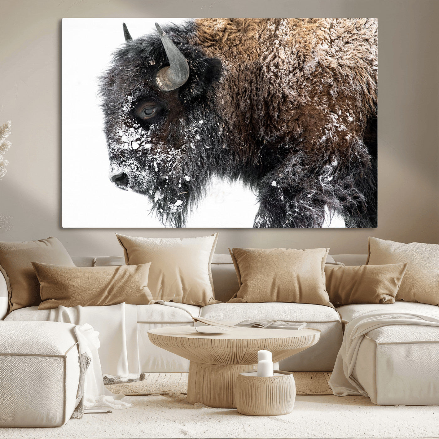 MGV-CV-36X24 - American Bison Wall Art Print | Buffalo Canvas Wall Art |  Framed and Ready to Hang Bison Print for Living Room or Office