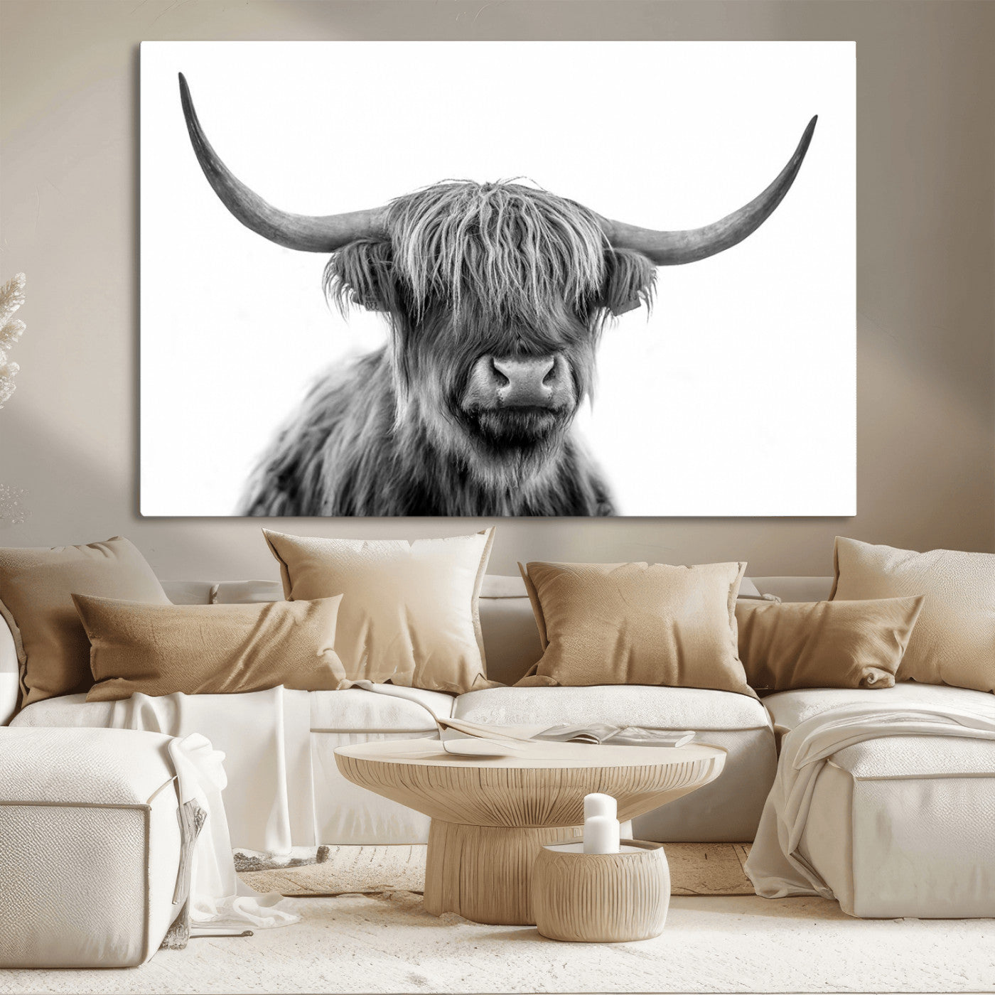 MGV-CV-36X24 - Scottish Highland Cow Cattle Art Print Wall Art Canvas Print for Farmhouse Decor