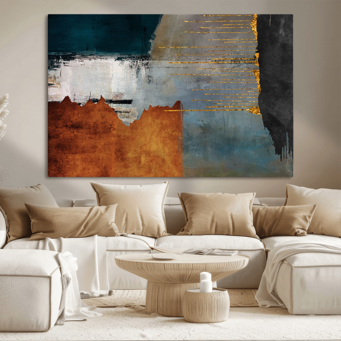 MGV-CV-36X24 - Modern Abstract Canvas Art Canvas Print - Framed and Ready to Hang Artwork for Contemporary Living Room or Office Decor