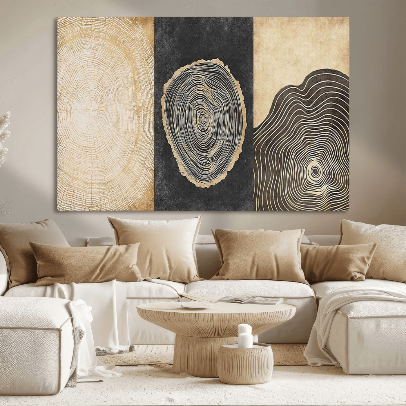 MGV-CV-36X24 - Tree Rings Canvas Wall Art Print – Minimalist Natural History in Modern Decor - Minimalist Boho Wall
