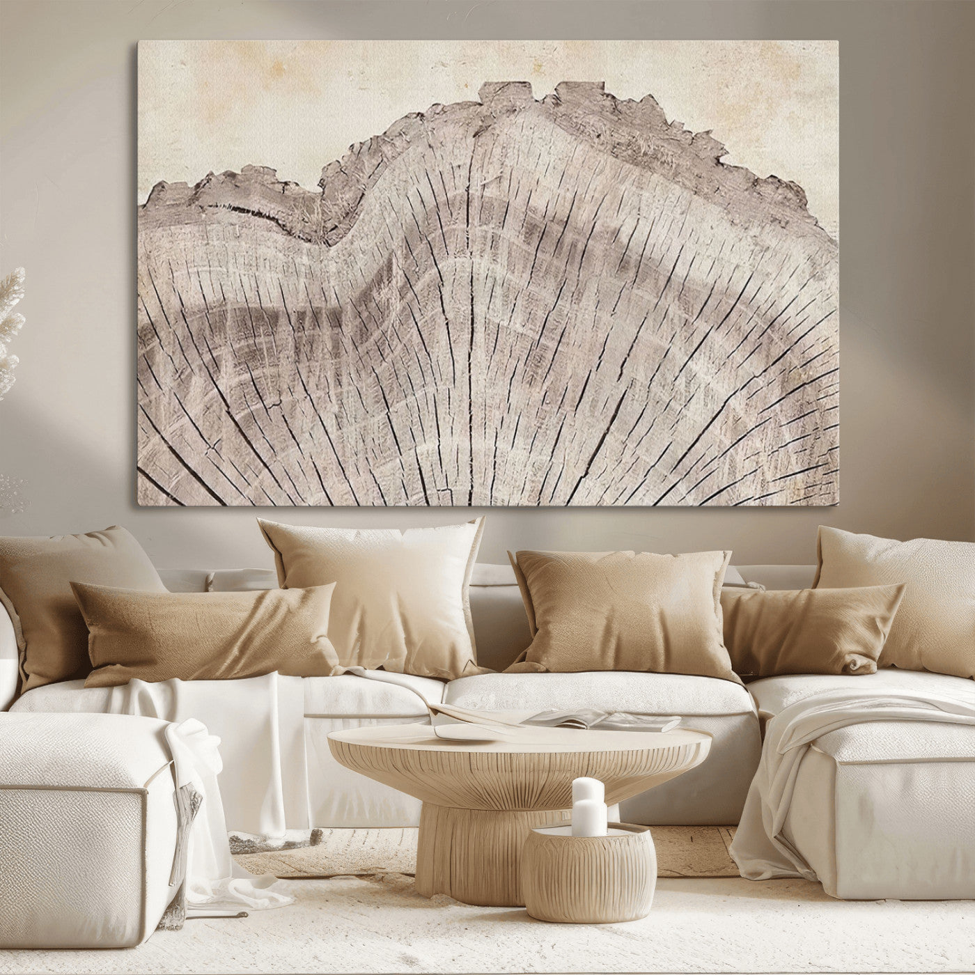 MGV-CV-36X24 - Tree Ring Wall Art Triptych, Rustic Wood Ring Canvas Print, Minimalist Wall Decor for Modern Homes and Farmhouse Decor