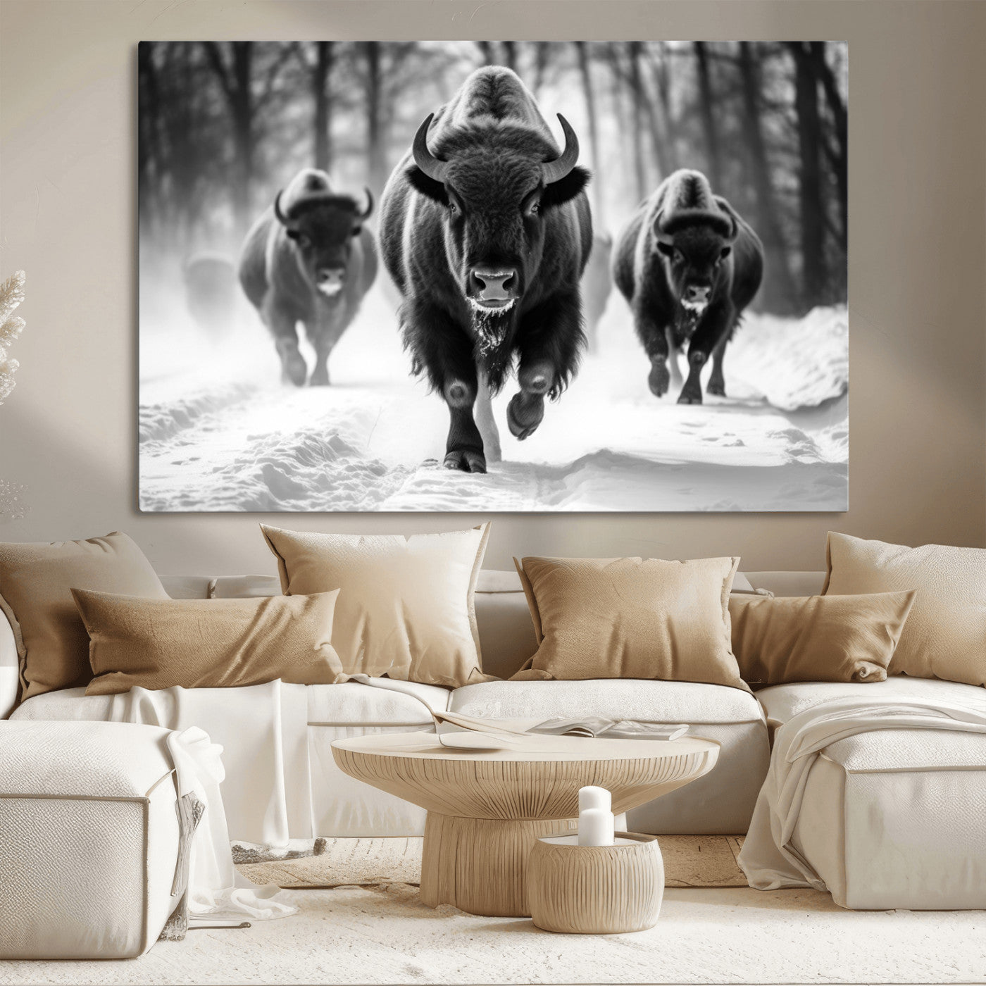 MGV-CV-36X24 - Buffalo Wall Art Canvas Print, Bison Family Wall Art Canvas Print