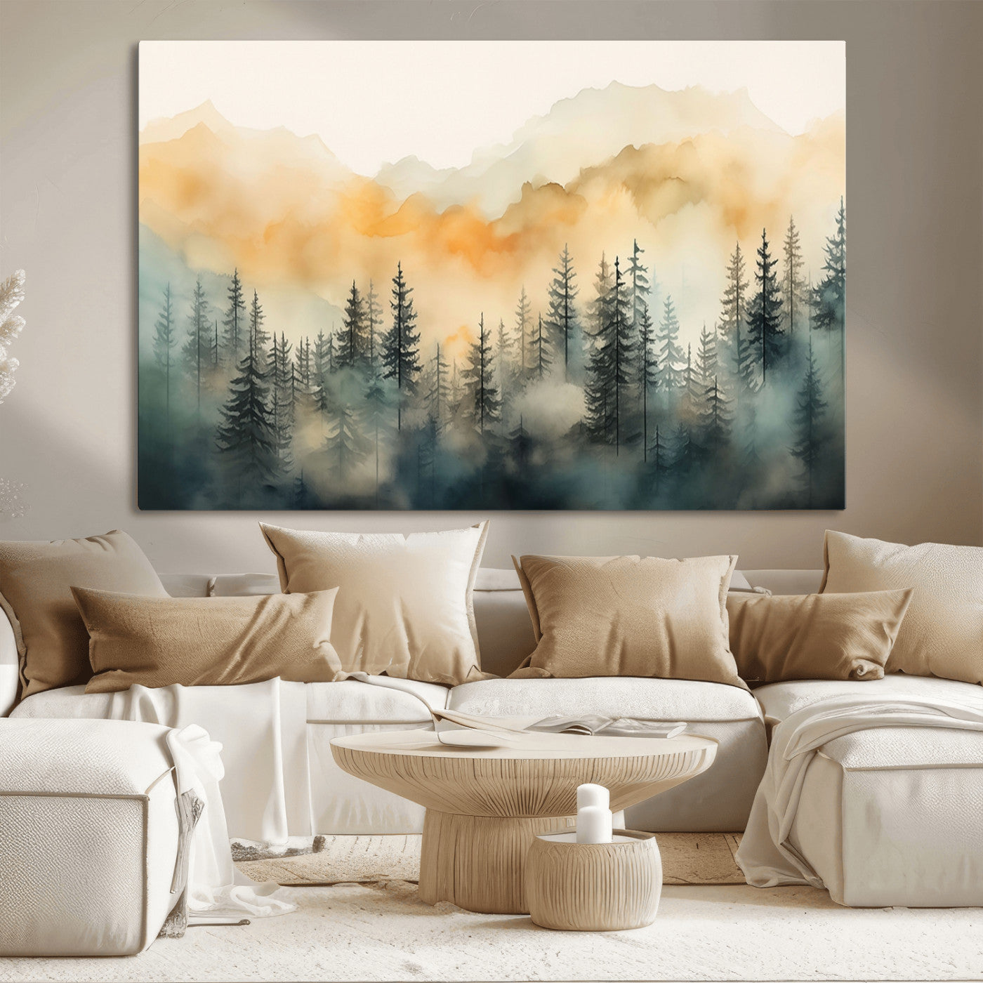 34155-MGV-CV-36X24-Abstract Forest Print - Mountain Wall Art | Autumn Landscape Canvas Print for Living Room, Bedroom, or Office | Large Wall Art Decor