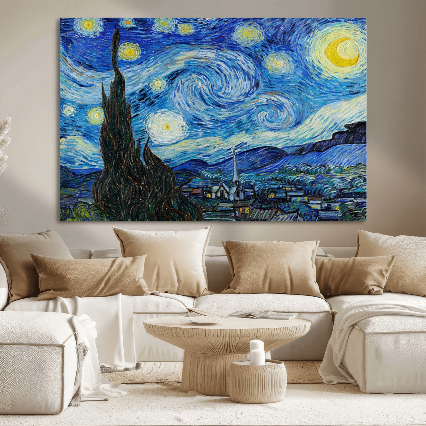 MGV-CV-36X24 - Vincent Van Gogh The Starry Night Abstract Wall Art Canvas Print