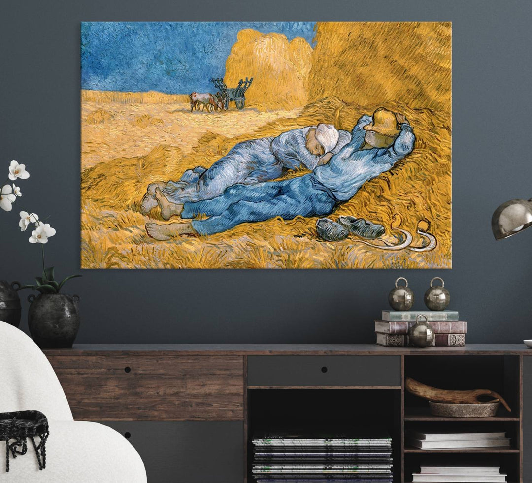 A Vincent Van Gogh Nature canvas print depicting resting farmers.