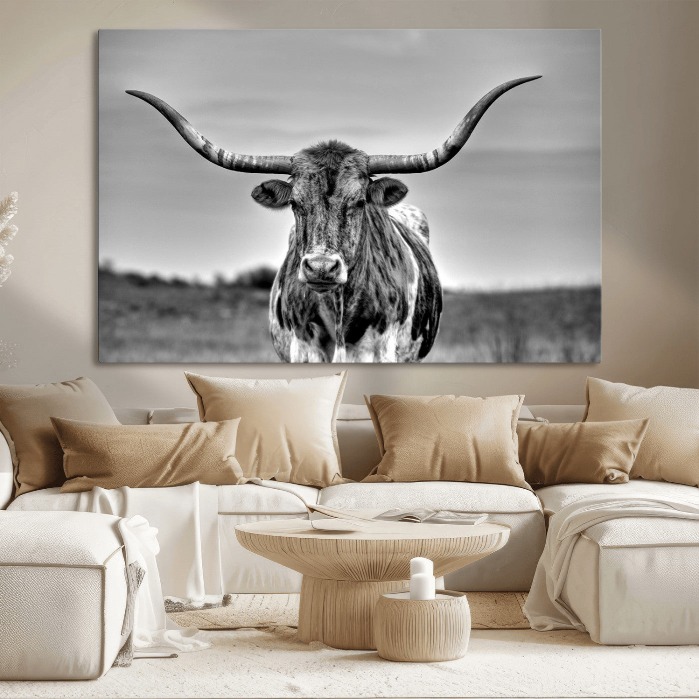 MGV-CV-36X24 - Texas Longhorn Cpw Wall Art, Texas Longhorn Canvas, Cattle Canvas Print