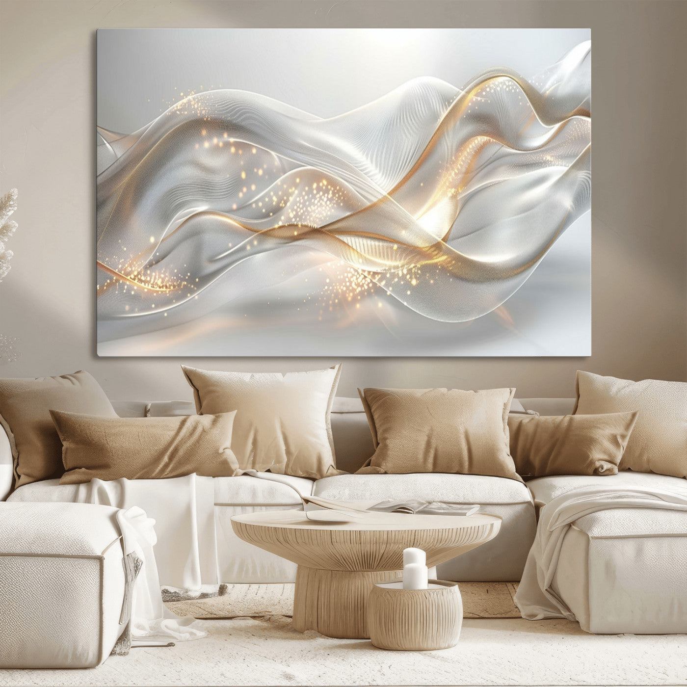 MGV-CV-36X24 - Abstract art Grey and Gold Lines Wall Art