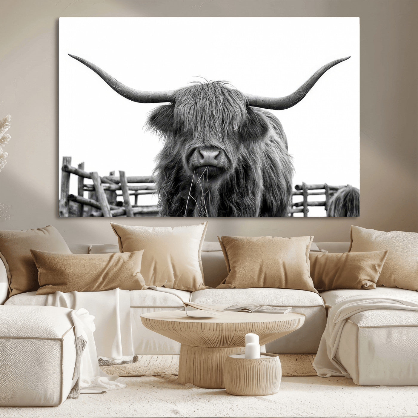 MGV-CV-36X24 - Longhorn Canvas Print, Bighorn Cow Wall Art Canvas Print