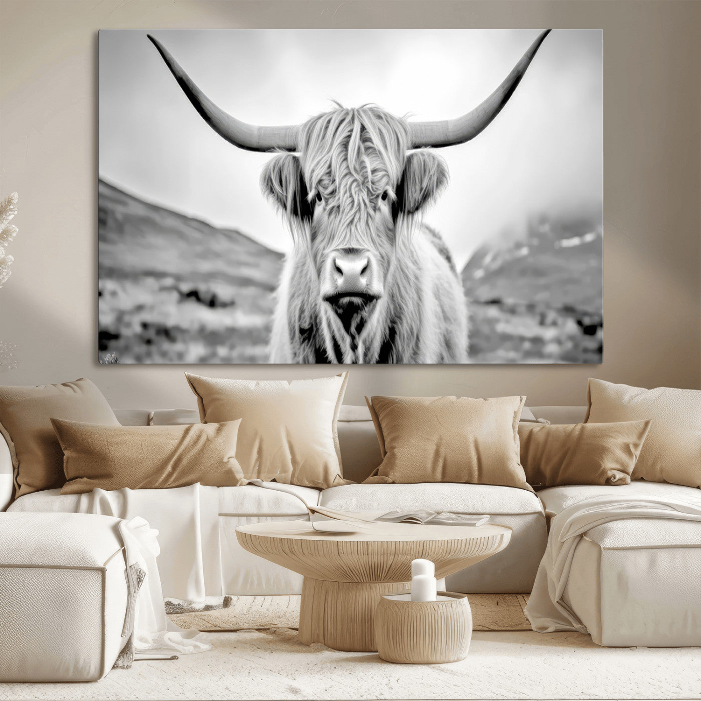 MGV-CV-36X24 - Scottish Cow Wall Art Canvas Print