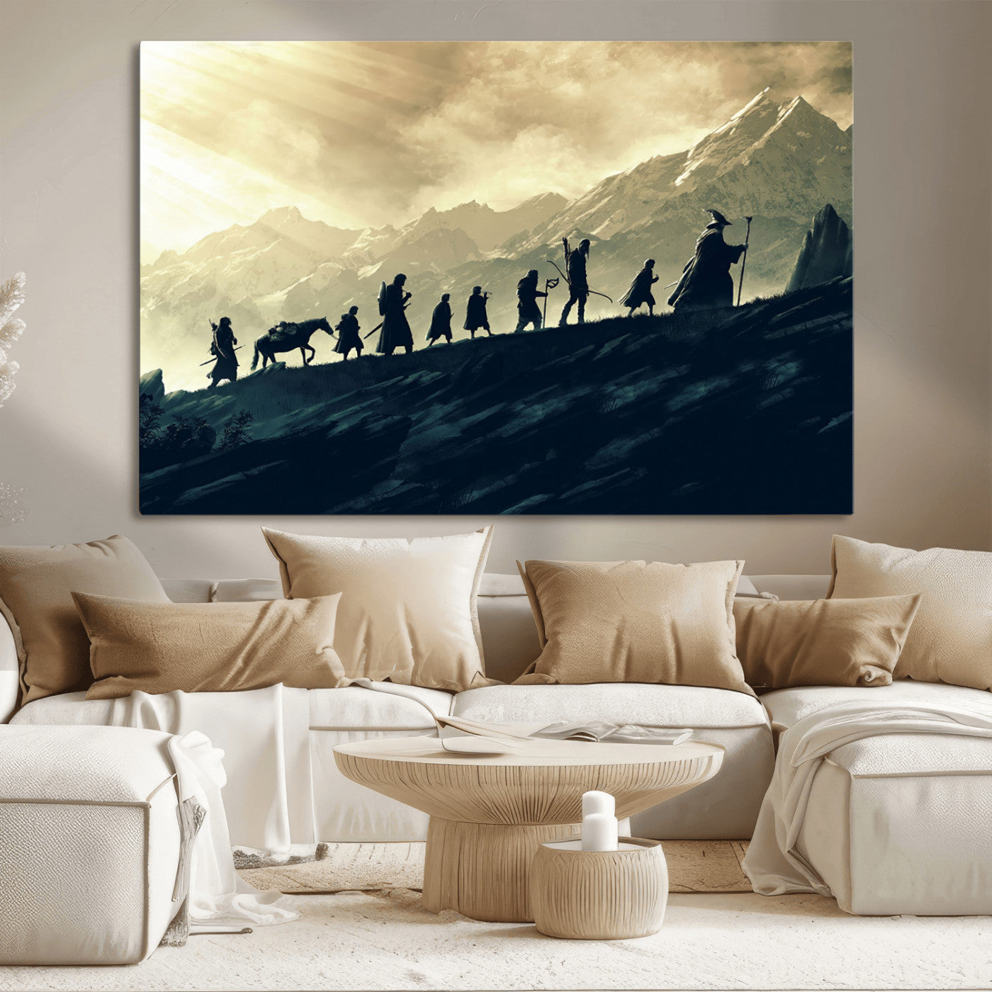 41574-MGV-CV-36X24-Lord of the Rings Silhouette Wall Art Capturing the Epic Quest Through Middle-Earth - The