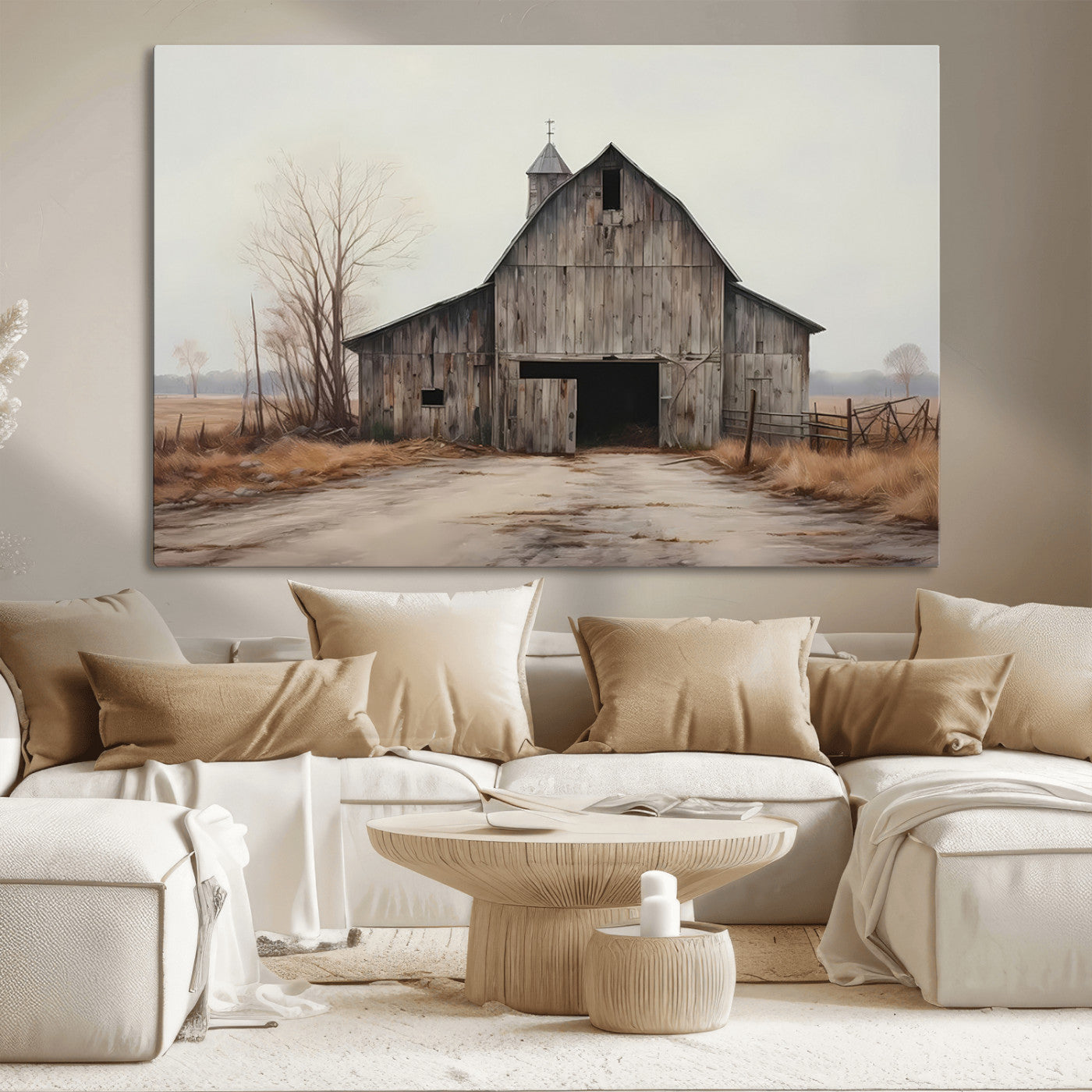 MGV-CV-36X24 - Farmhouse Rustic Barn Wall Art Canvas Print – Framed and Ready to Hang – Perfect Addition to Farmhouse Wall Décor