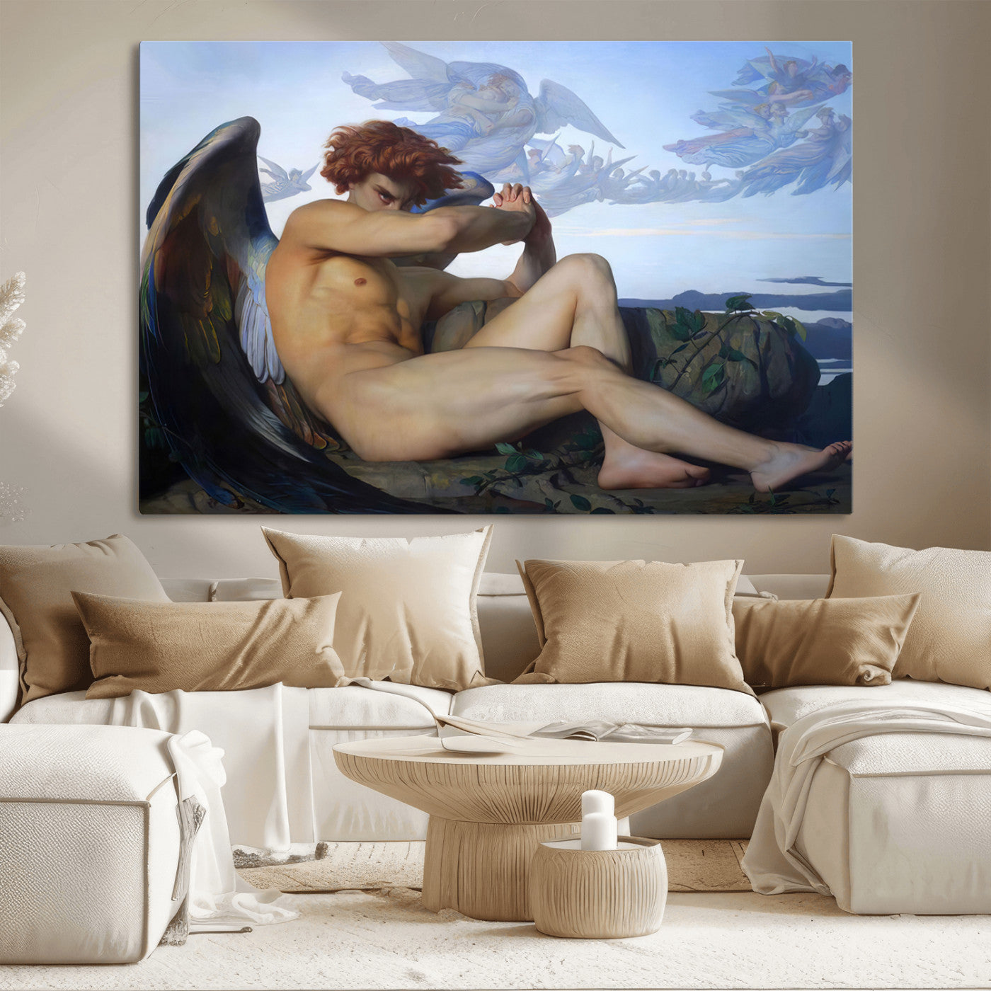 MGV-CV-36X24 - Fallen Angel Wall Art Canvas Print – Classic Art, Framed, Ready to Hang - Alexandre Cabanel Reproduction Canvas Print