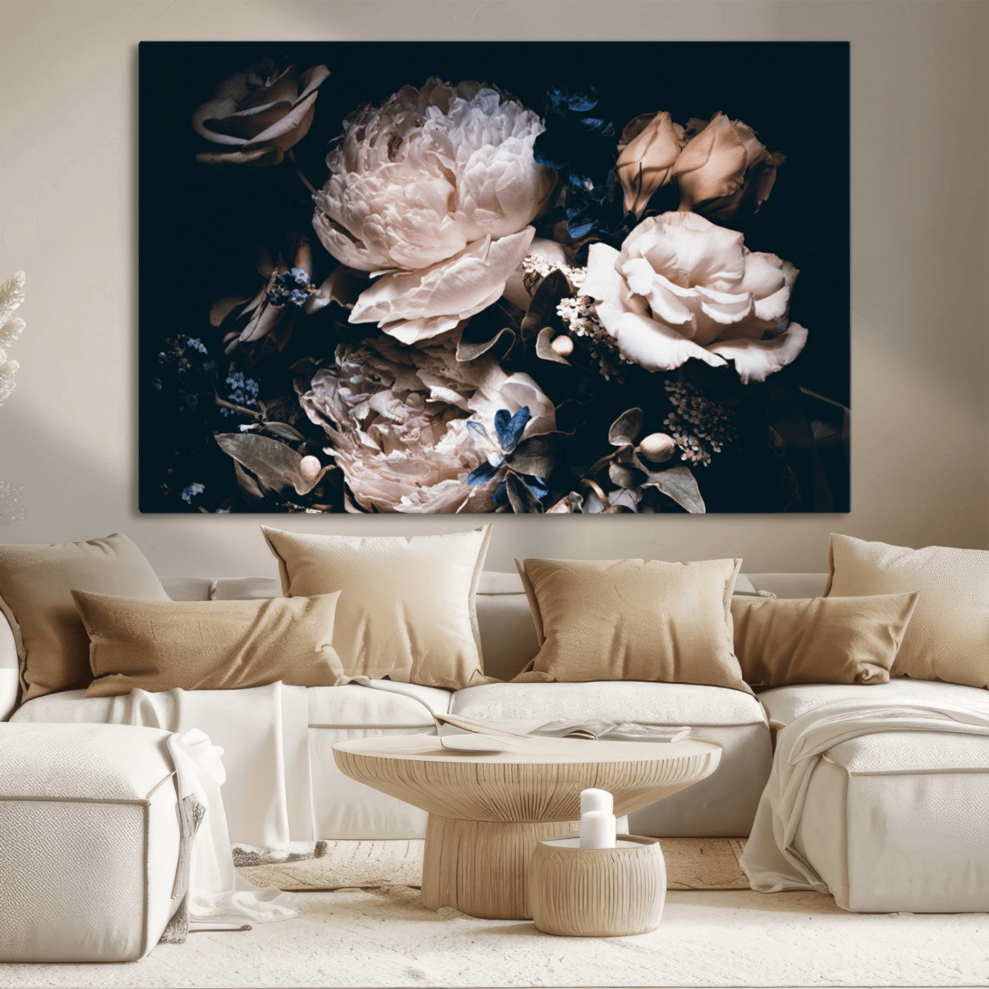 MGV-CV-36X24 - Pink Peonies Flowers Large Canvas Art Print