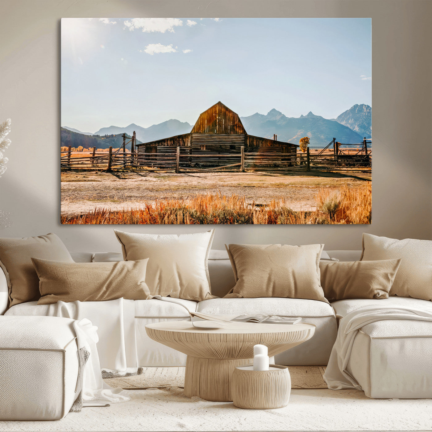 MGV-CV-36X24 - Vintage Old Barn Field Wall Art Canvas Print for Farmhouse Decor - Rustic Barn Wall Art Canvas Print