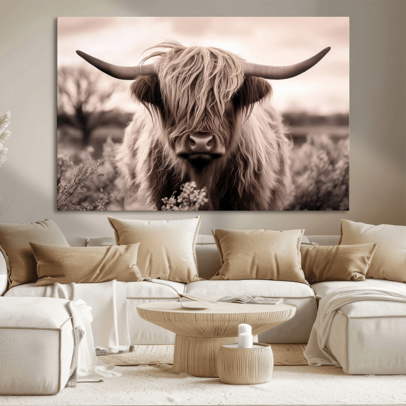 MGV-CV-36X24 - Scottish Cow Longhorn Wall Art Canvas Print