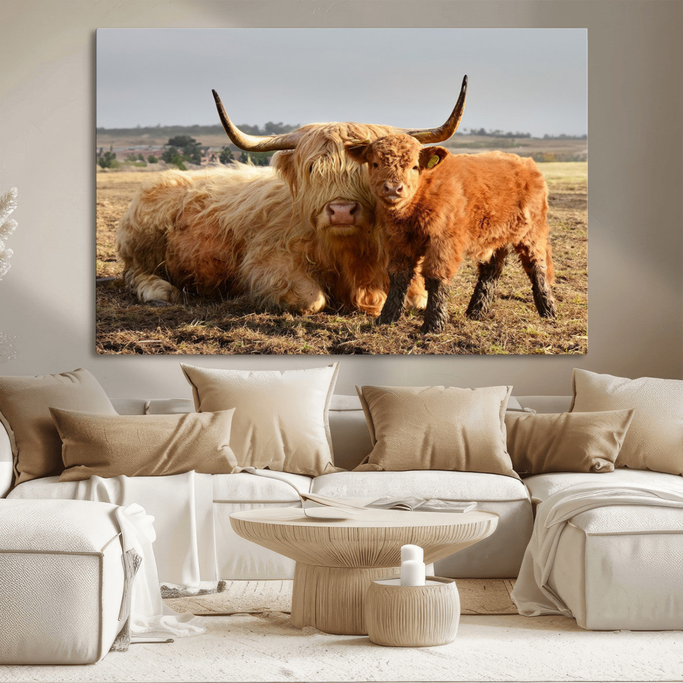 MGV-CV-36X24 - Highland Cow Canvas Wall Art Animal Print for Farm House Decor