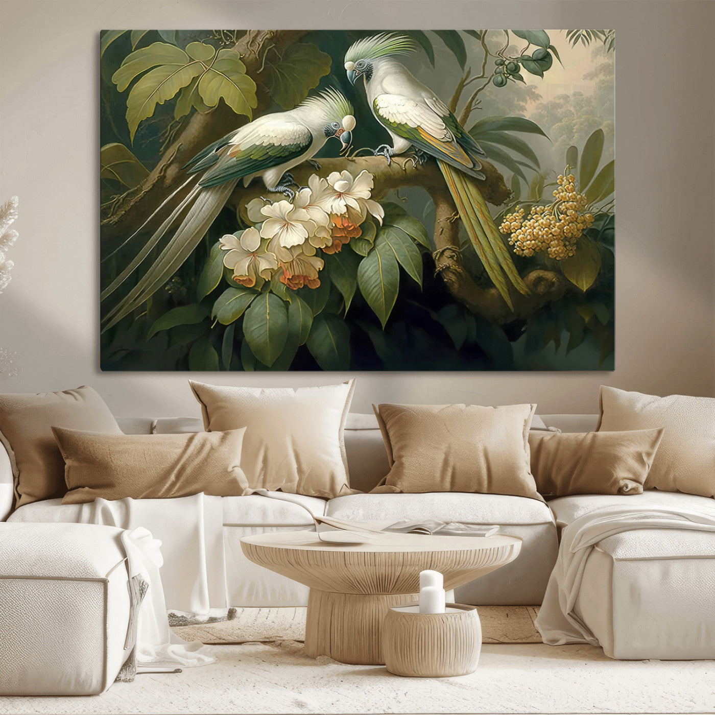 84047-MGV-CV-36X24-Tropical Paradise Print Wall Art Stunning Artwork of a Parrot in a Lush Forest with Beautiful