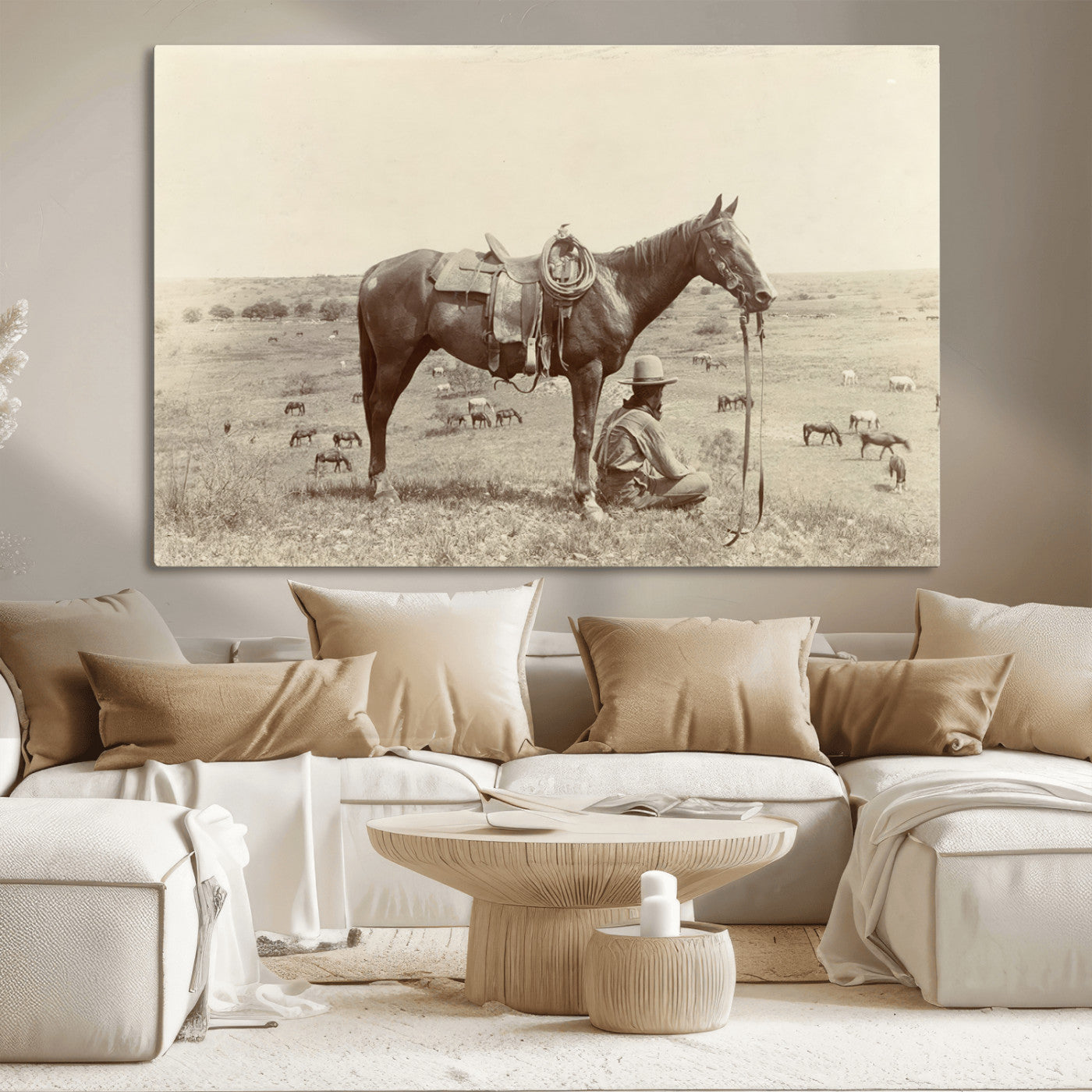 MGV-CV-36X24 - Cowboy Wall Art - Western Horse Canvas Print - Vintage Western Wall Art Canvas Print, Ready to Hang