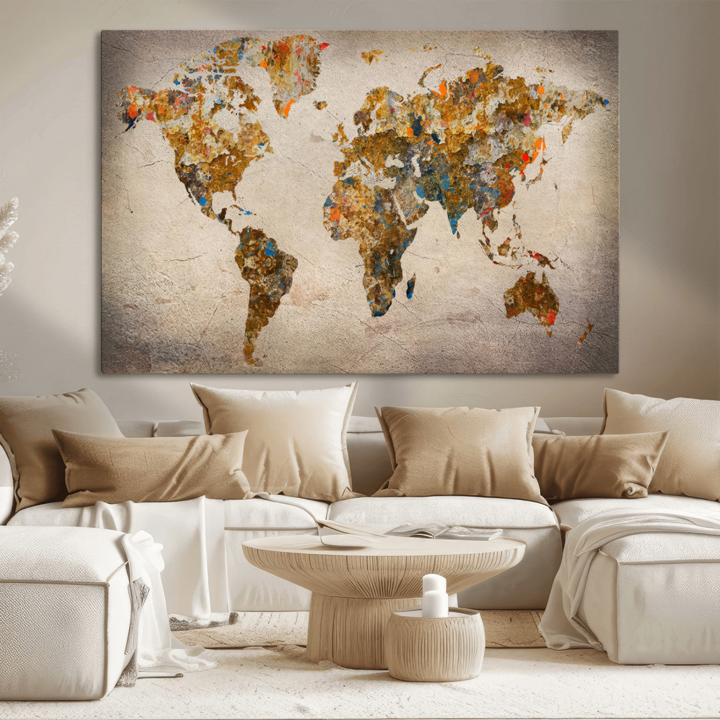 MGV-CV-36X24 - Push Pin World Map Canvas Print – Framed Wall Art for Couples to Track Their Travels – Anniversary