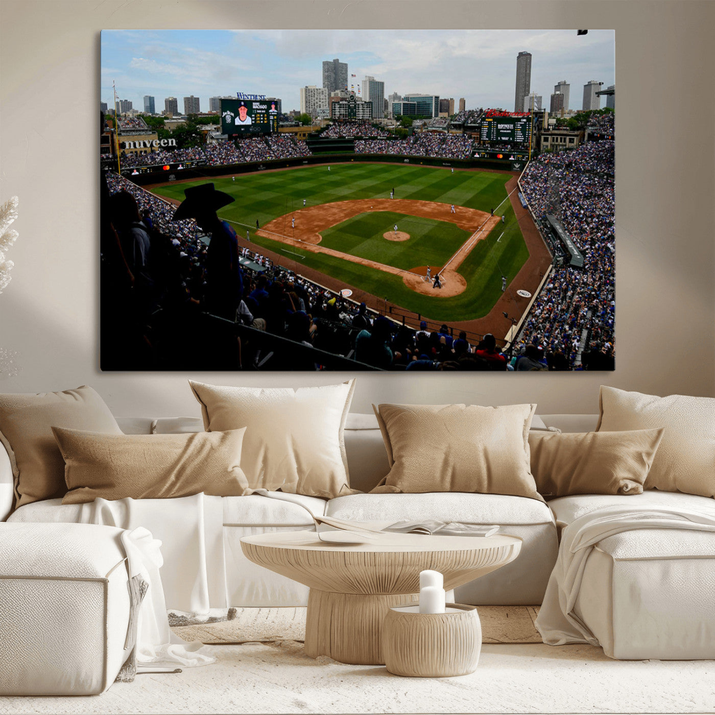 MGV-CV-36X24 - Chicago Cubs Baseball Team Print - Wrigley Field Stadium Wall Art Canvas Print