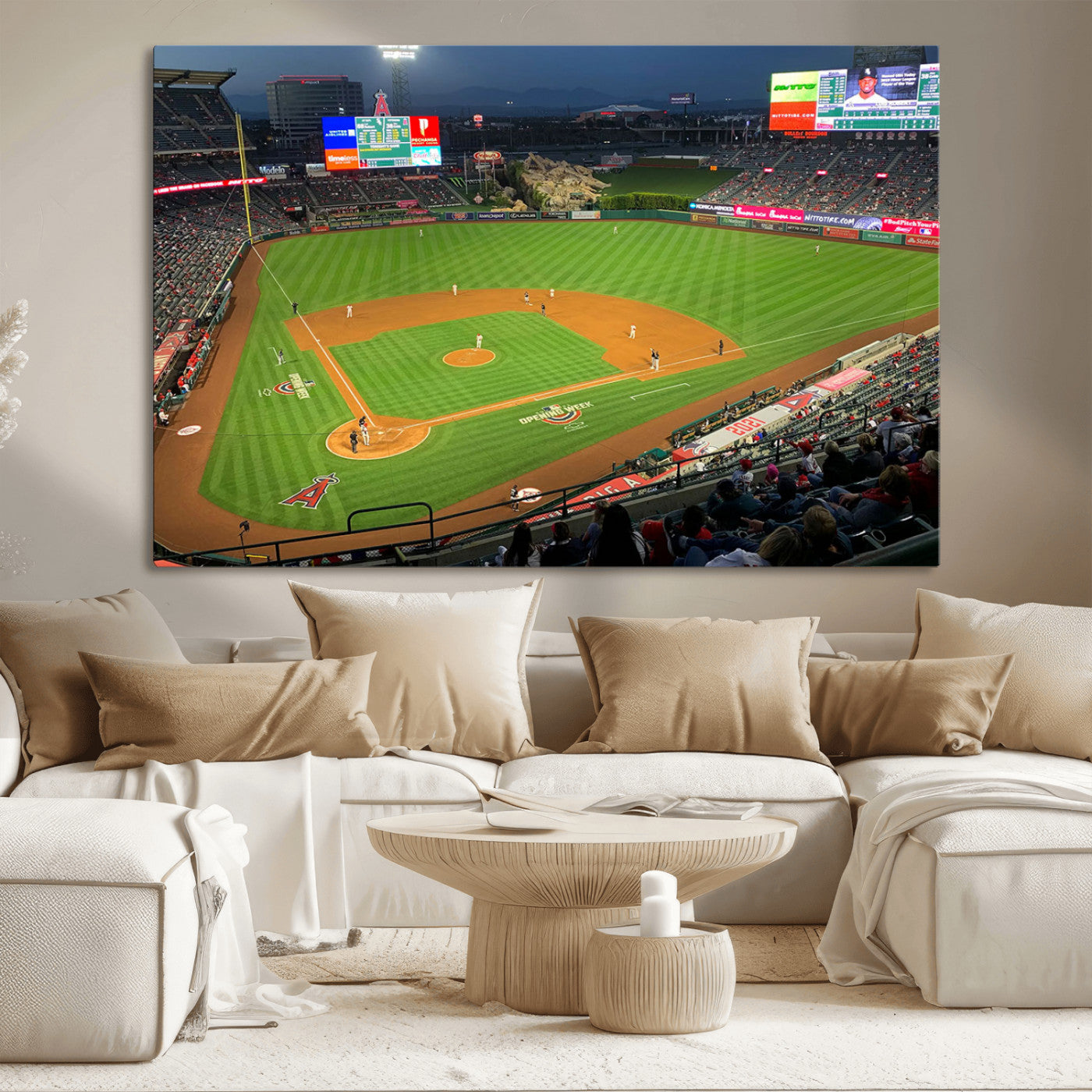 MGV-CV-36X24 - Angel Stadium Aerial View – Los Angeles Angels Baseball Canvas Print, Framed, Ready to Hang