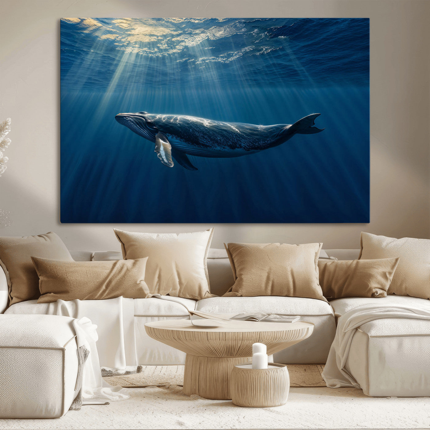 18052-MGV-CV-36X24-Whale under Ocean Wall Art Canvas Print