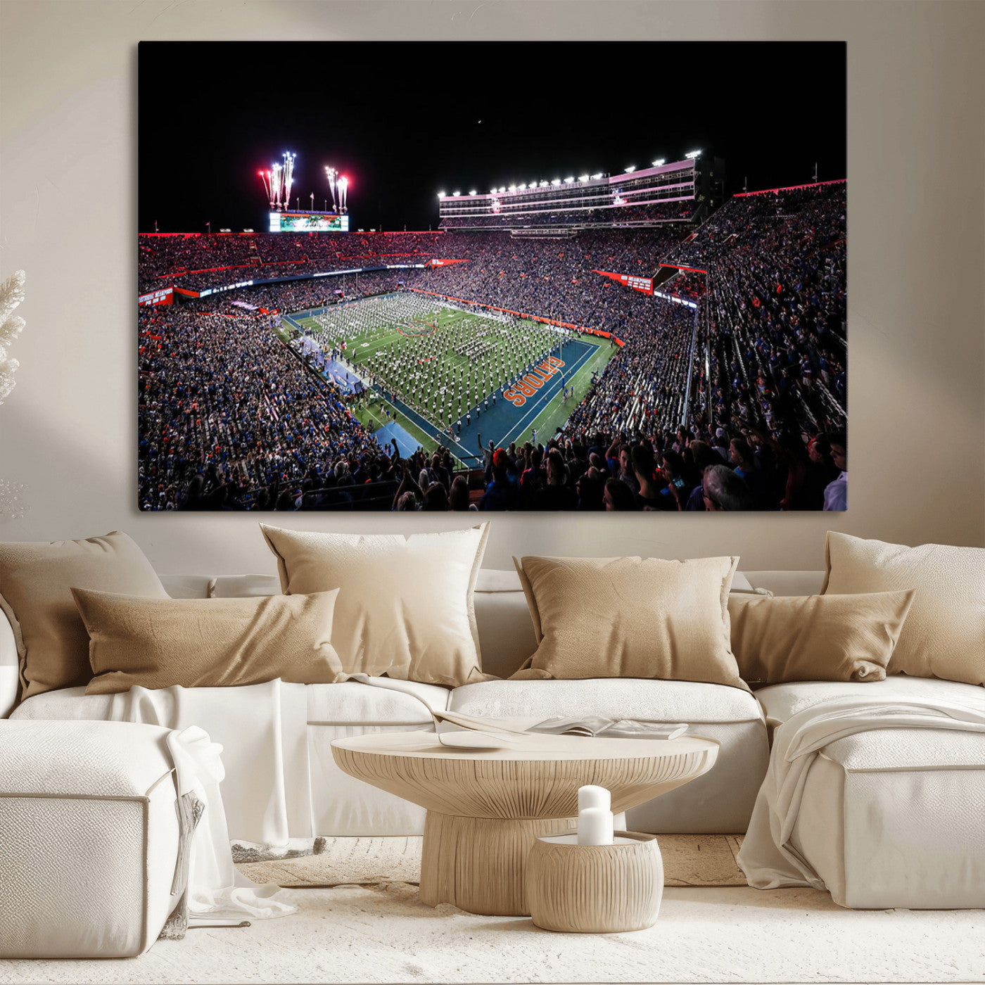 MGV-CV-36X24 - Ben Hill Griffin Stadium Night Game Triple Canvas Wall Art - Florida Gators Football Match