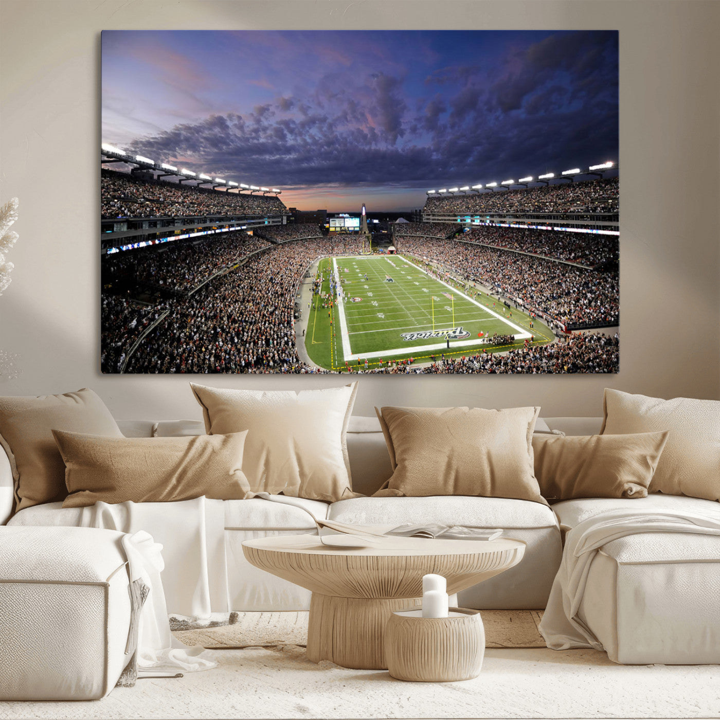 MGV-CV-36X24 - New England Patriots Football Team Print - Foxborough Gillette Stadium Wall Art Canvas Print