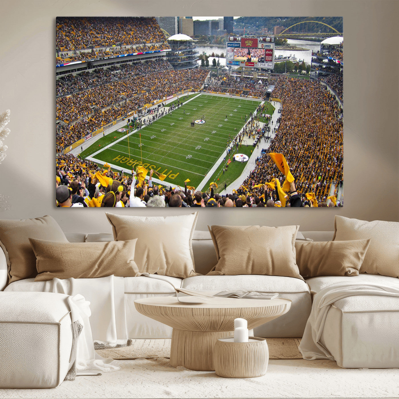 MGV-CV-36X24 - Pittsburgh Steelers Football Team Print - Pittsburgh Heinz Field Stadium Wall Art Canvas Print
