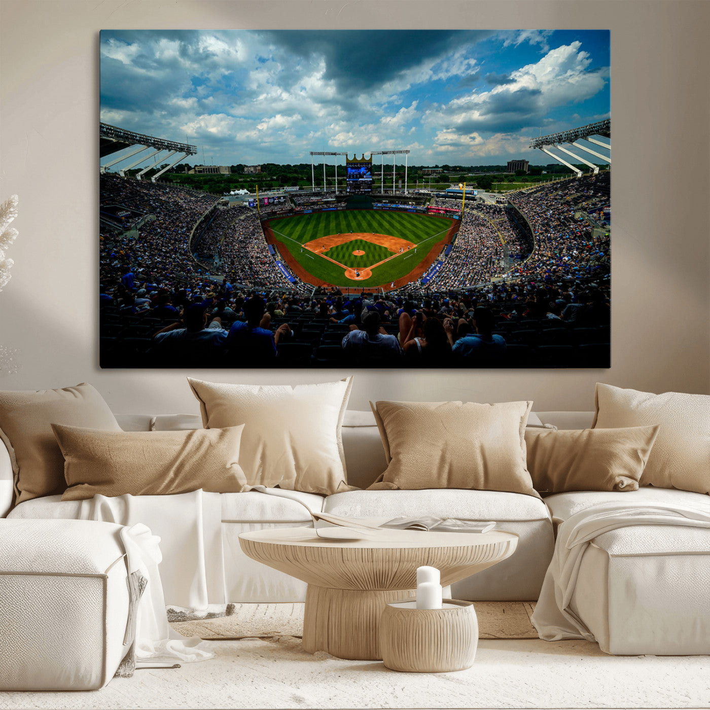MGV-CV-36X24 - 3-Panel Kauffman Stadium Wall Art Print | Large Kansas City Royals Baseball Canvas Print for Sports