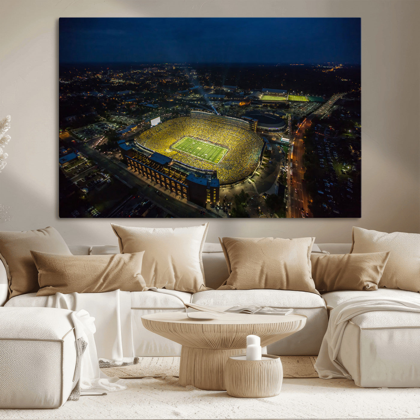 MGV-CV-36X24 - Michigan Wolverines Football Team Print - Michigan Stadium Wall Art Canvas Print