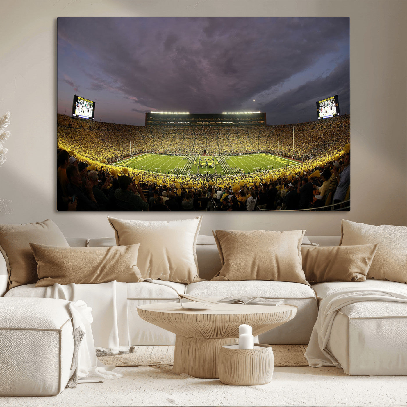 MGV-CV-36X24 - Michigan Wolverines Football Team Print - Michigan Stadium Wall Art Canvas Print