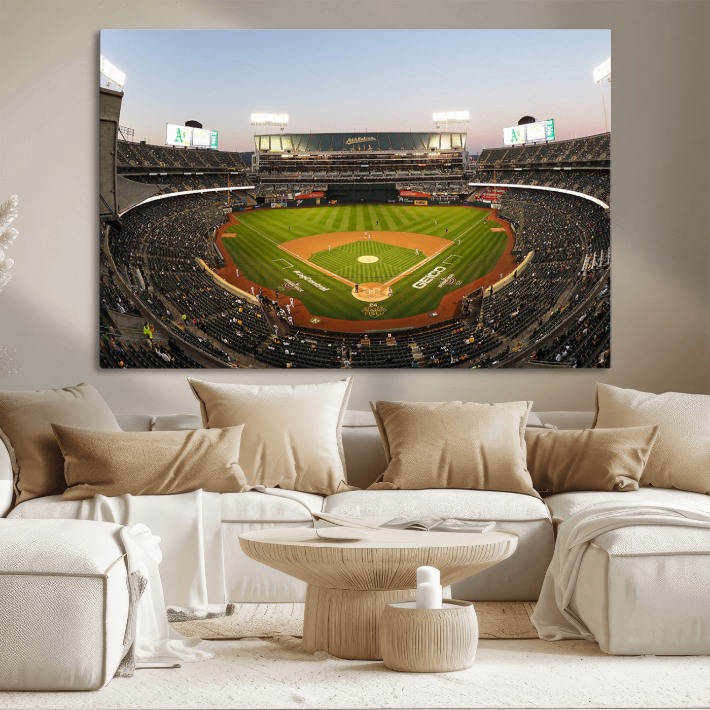 MGV-CV-36X24 - Oakland Athletics Baseball Team Print - RingCentral Coliseum Stadium Wall Art Canvas Print