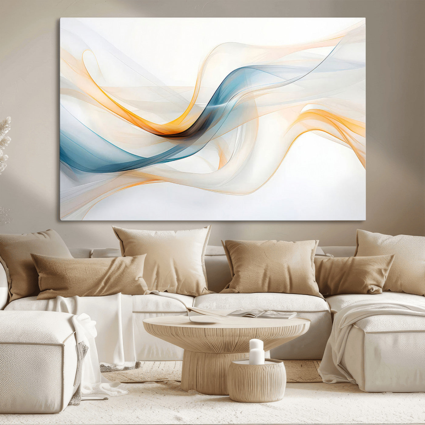 MGV-CV-36X24 - Decorative Turquoise Abstract Wave Wall Art Canvas Print