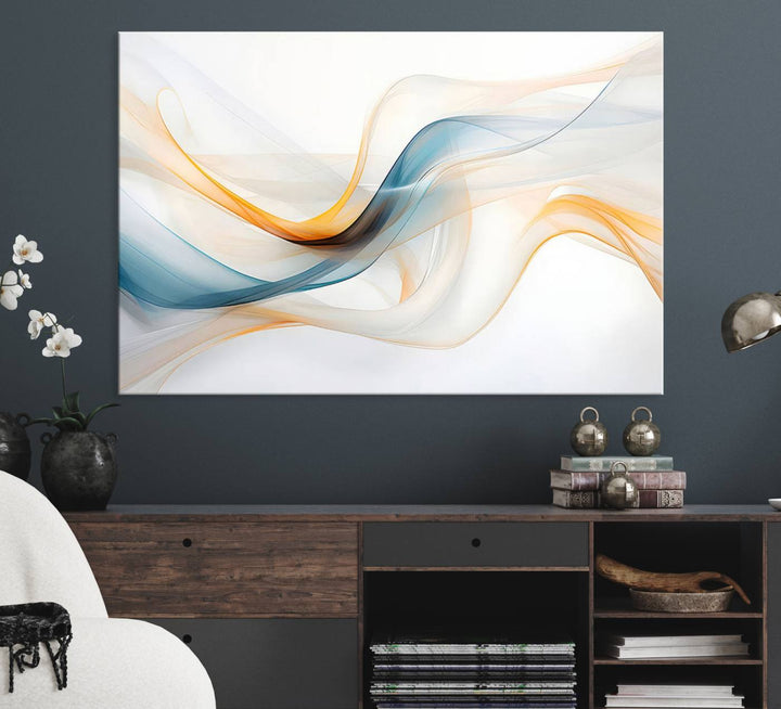 Decorative Turquoise Abstract Wave Wall Art Canvas Print.