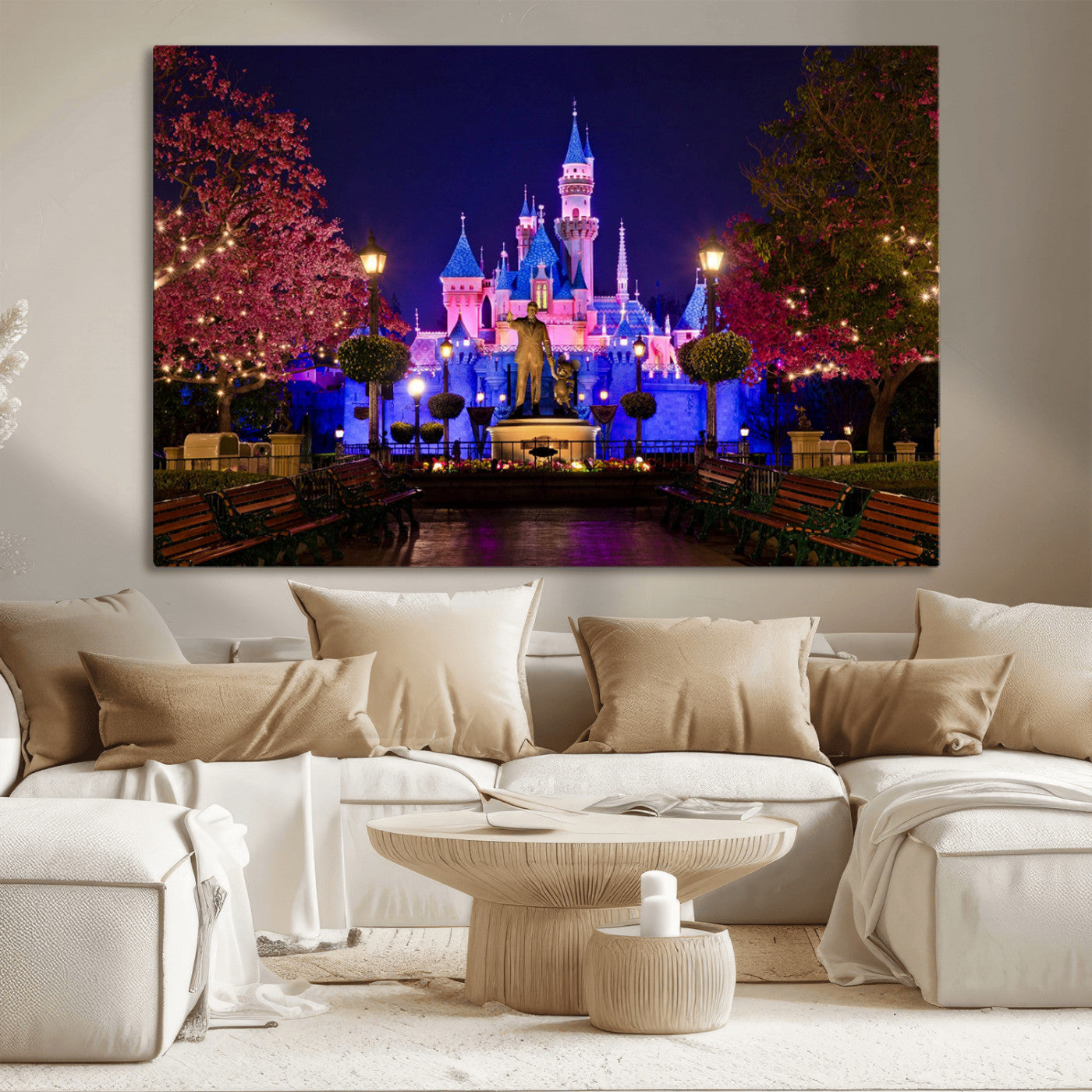 MGV-CV-36X24 - Castle Large Wall Art Disney Magic Kingdom Kids Room Decor - Disney World Christmas Home Decor Child