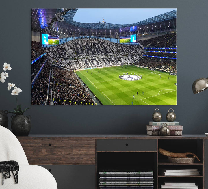 At Tottenham Hotspur Stadium, the Premier League wall art stands out.