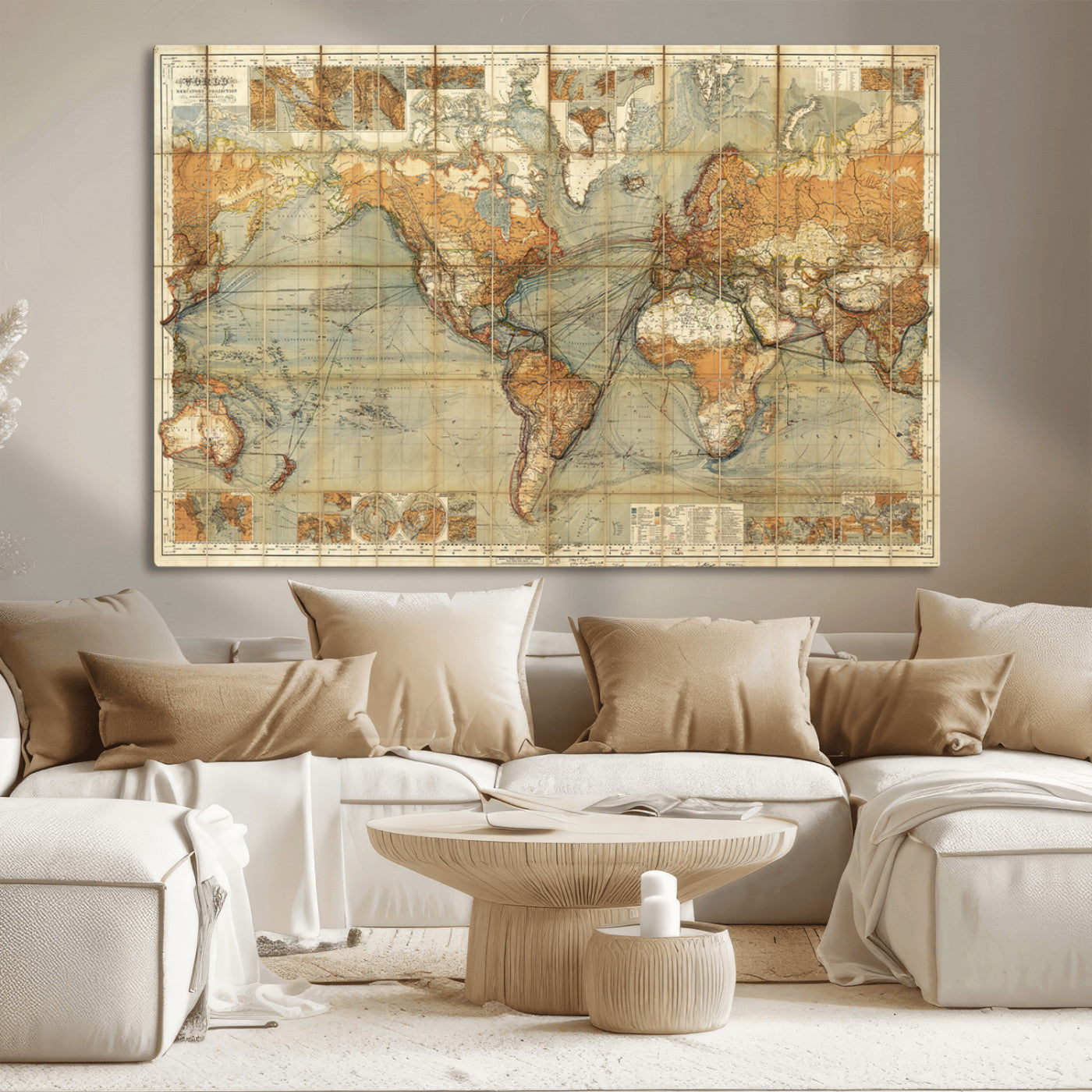 MGV-CV-36X24 - Push Pin World Map Canvas Print – Framed Wall Art for Couples to Track Their Travels – Anniversary