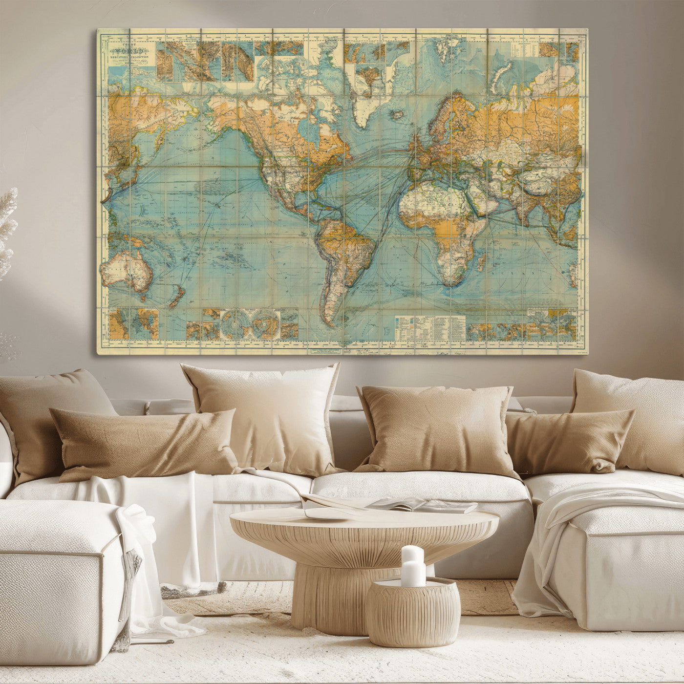MGV-CV-36X24 - Push Pin World Map Canvas Print – Framed Wall Art for Couples to Track Their Travels – Anniversary