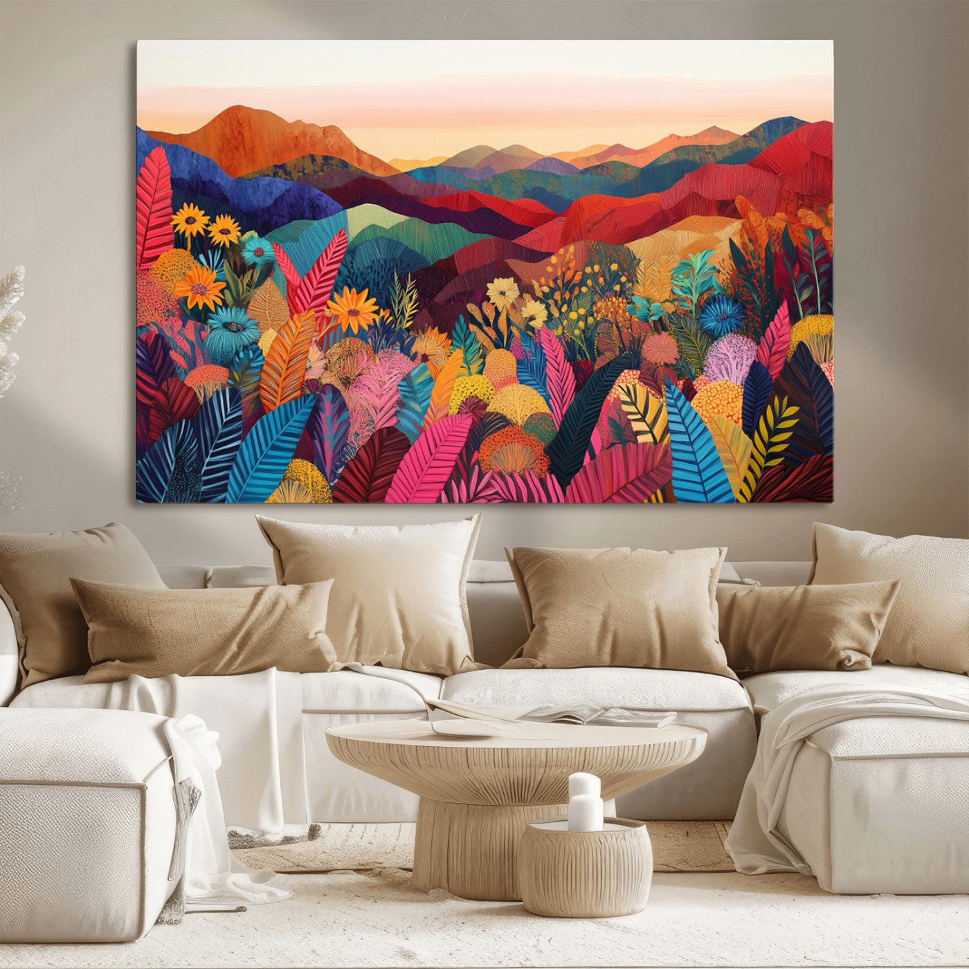 MGV-CV-36X24 - YAYOI KUSAMA Abstract Print - Landscape Canvas Wall Art Print - Vibrant Modern Decor for Living