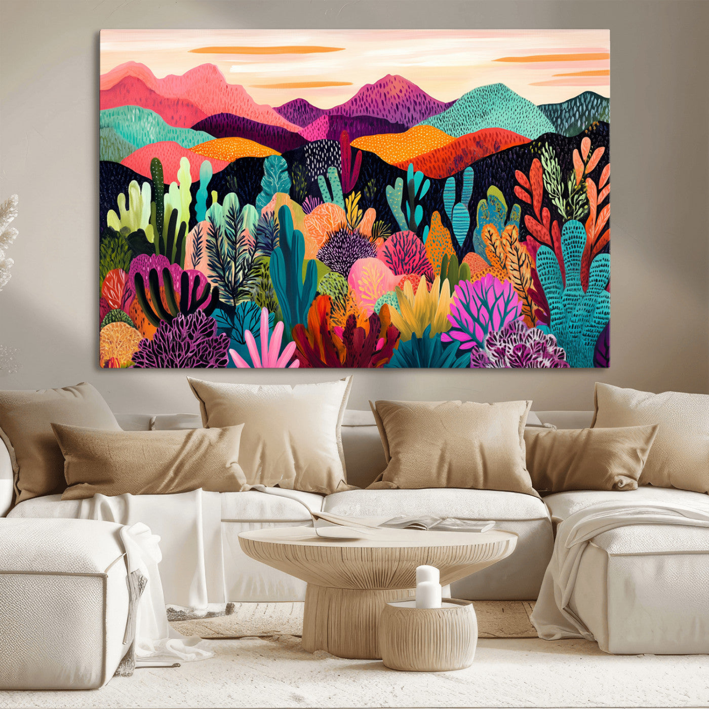 MGV-CV-36X24 - Abstract Kusama Print - Landscape Canvas Wall Art Print - Vibrant Modern Decor for Living Room,