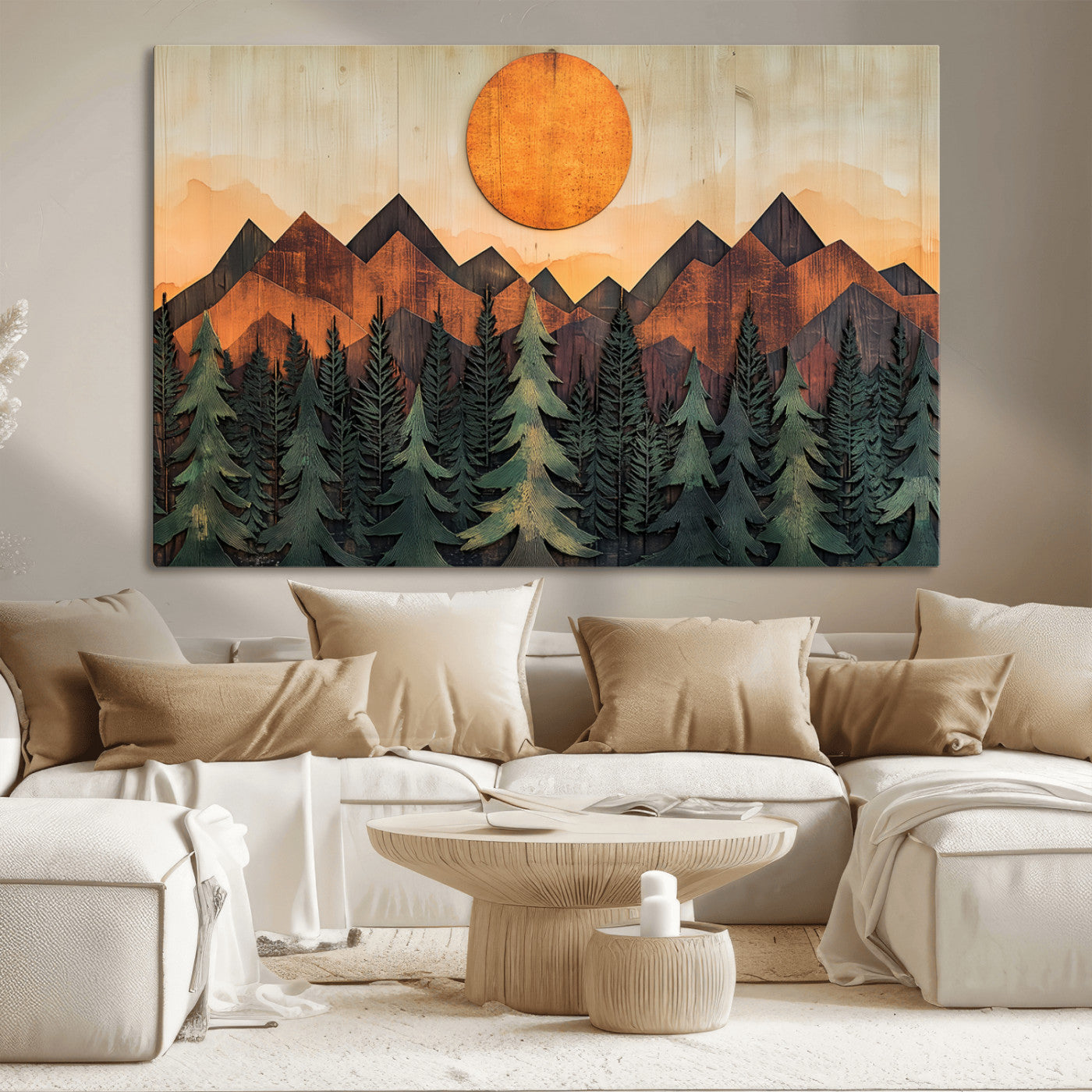 MGV-CV-36X24 - Sunset Mountain Landscape Canvas Wall Art Print - Nature Decor for Living Room, Office